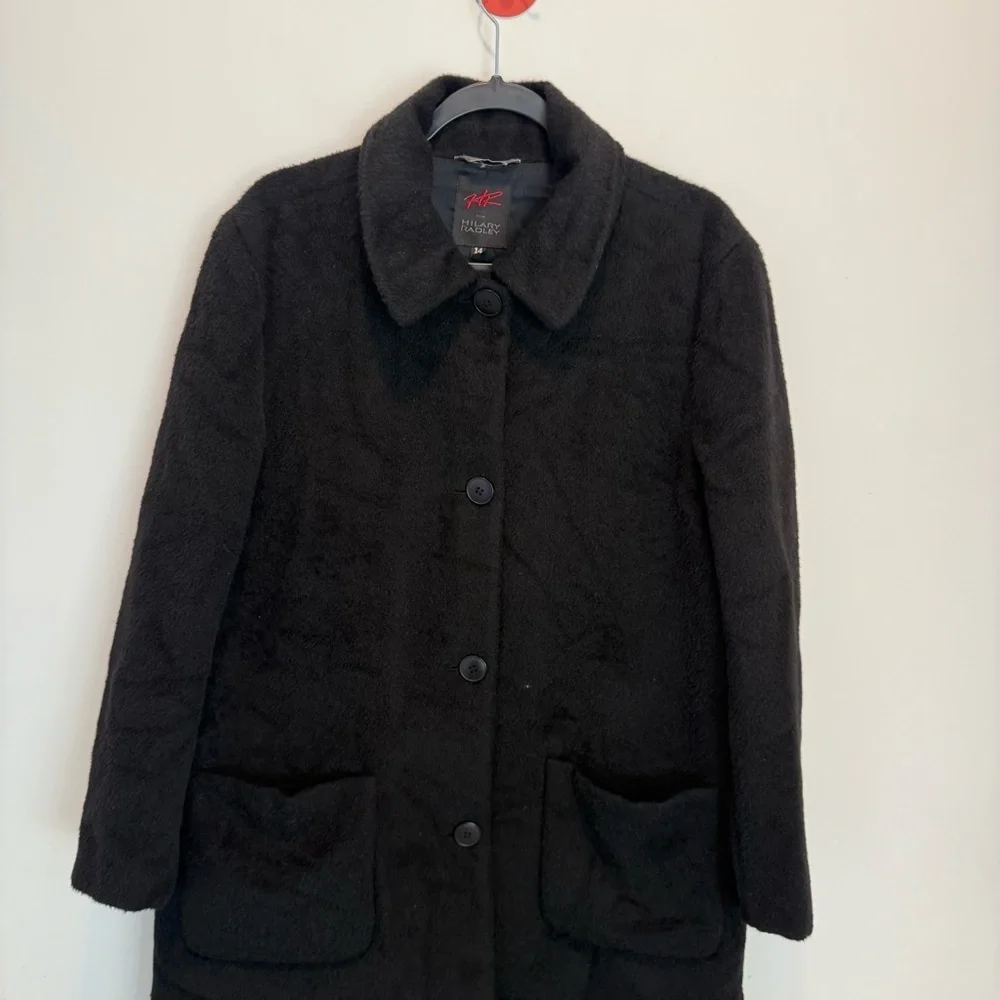 Hilary Radley Baby Llama Wool Blend Overcoat Women 14 Black Incalpaca Jacket